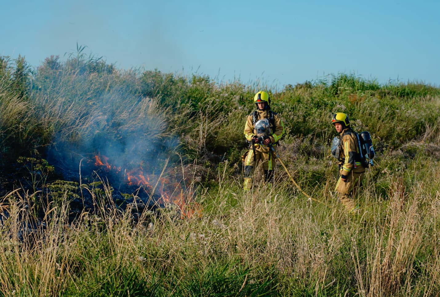 Opnieuw een bermbrand aan de Foppenplaskade in Maasland