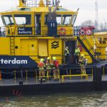 Brand op Patrouillevaartuig langs de Nieuwe Waterweg in Maassluis